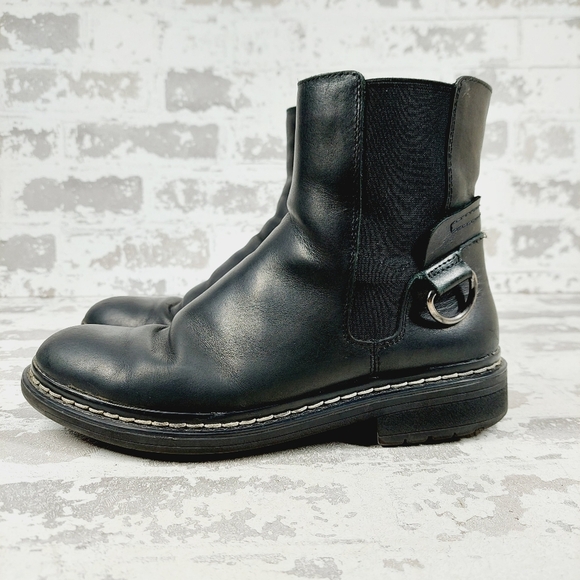 Franco Sarto Seri Black Leather Zip Up Ankle Boots K186 - Picture 1 of 13